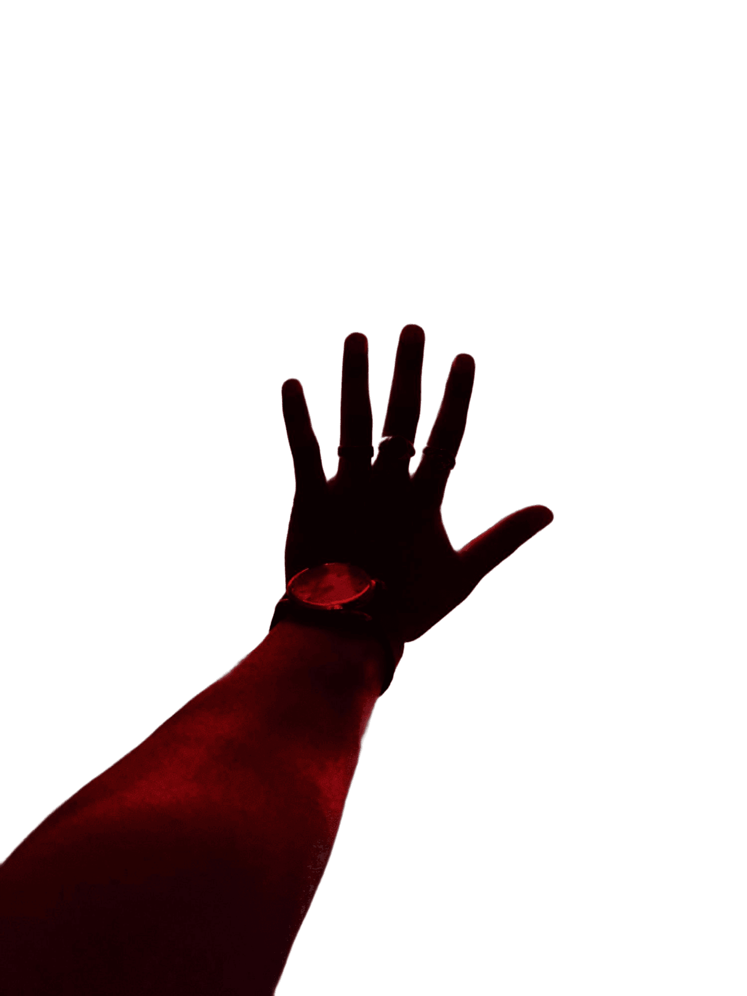 Hand reaching towards logo